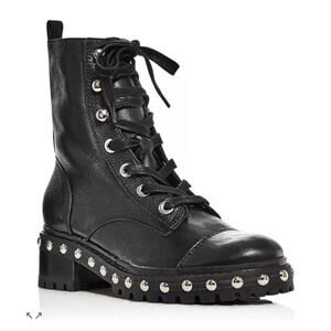Shultz Andrea leather studded combat boots gothic punk emo steampunk black 7